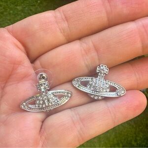 Vivian Westwood look a like silver and crystal Orb Earings